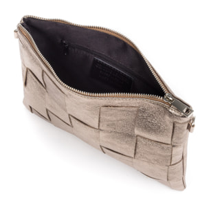 FIRENZE ARTEGIANI Borsa a spalla da Donna Acquanegra. Vera pelle scamosciata laccata lucida. Prodotto in Italia 27,5x5x20 Cm. Colore bronzo