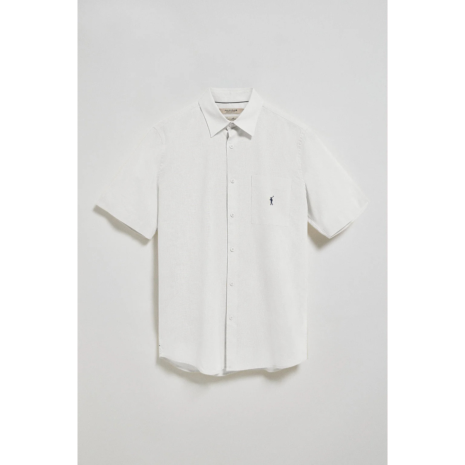 Camisa blanca de manga corta de lino y algodón con bordado Rigby Go