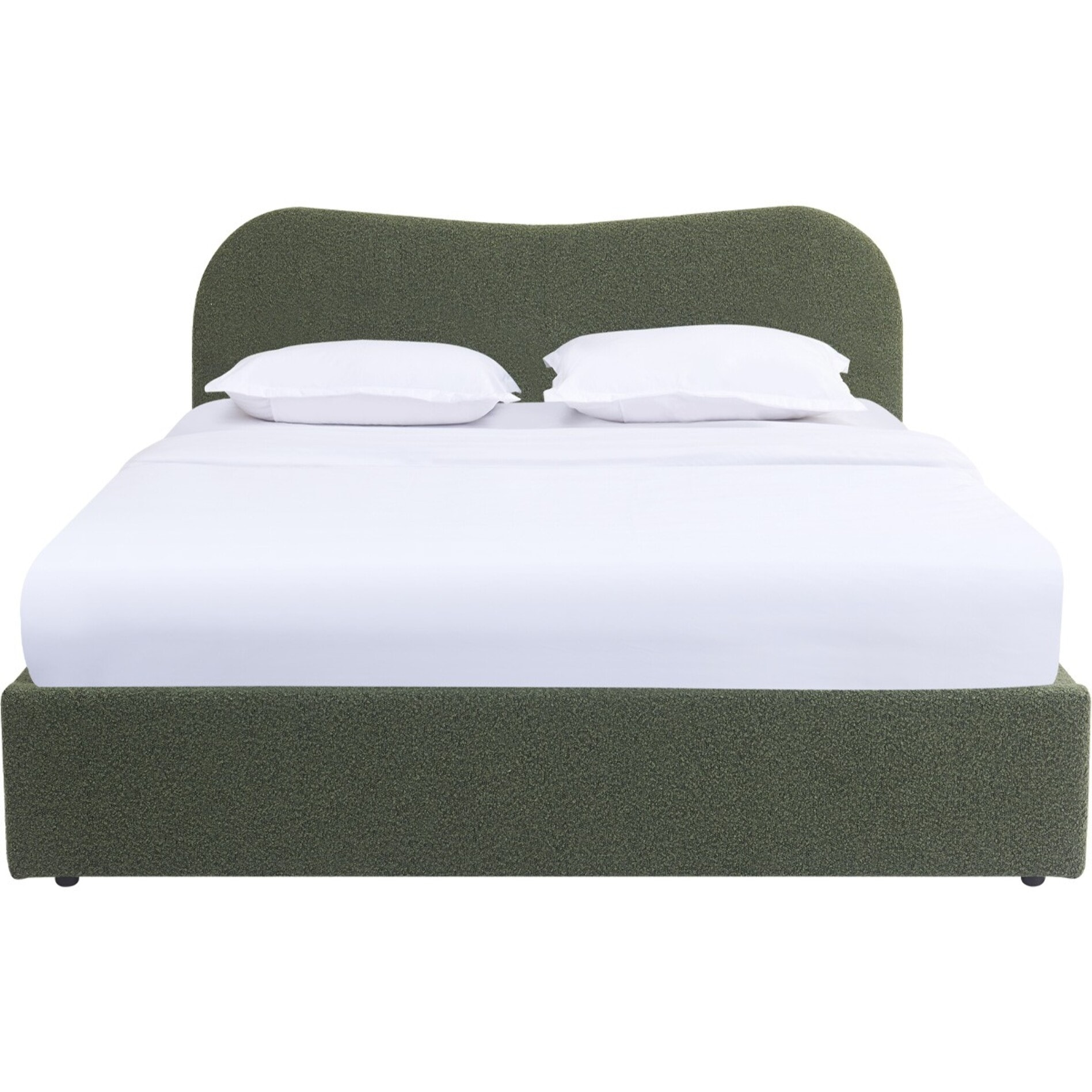 Lit coffre avec tête de lit en tissu bouclé - SUZON