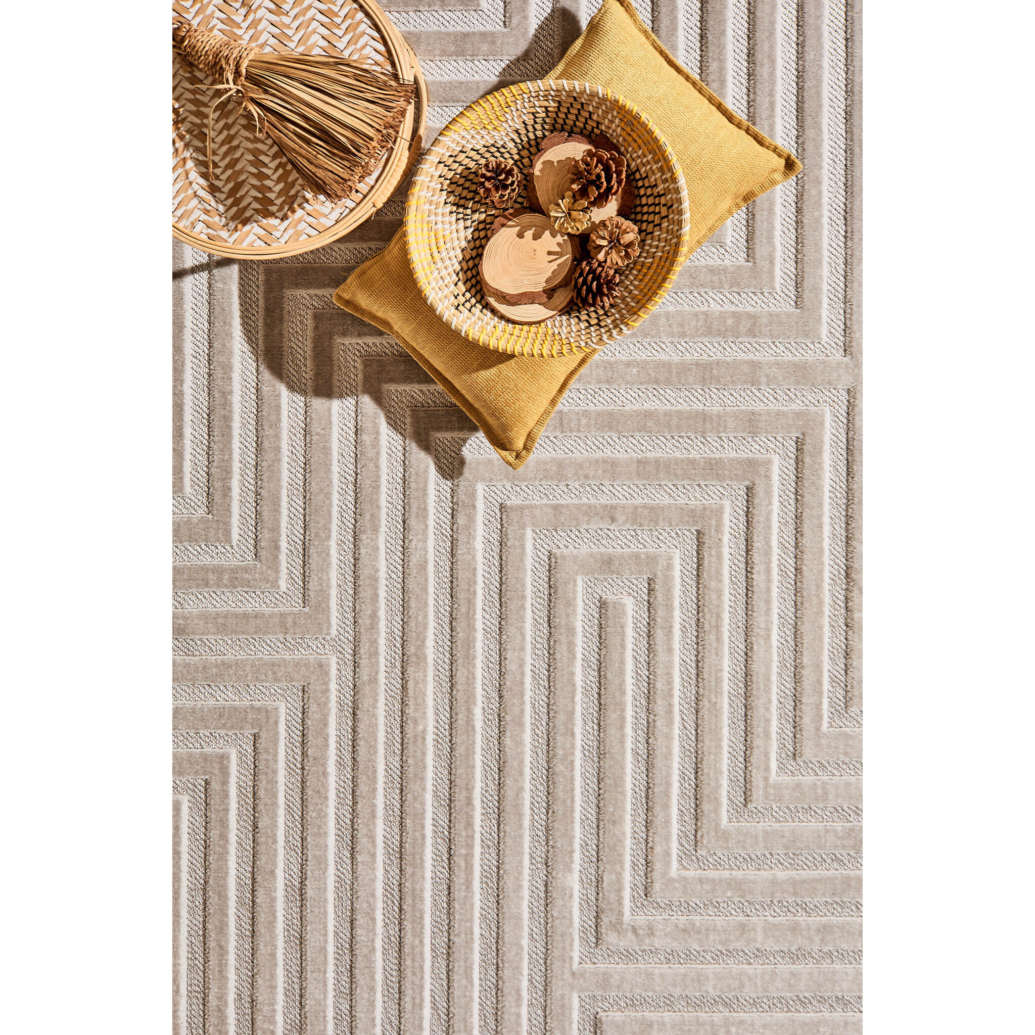 Tapis Loopin 338 gris 160x230 cm - Motif en relief - Indoor & Outdoor