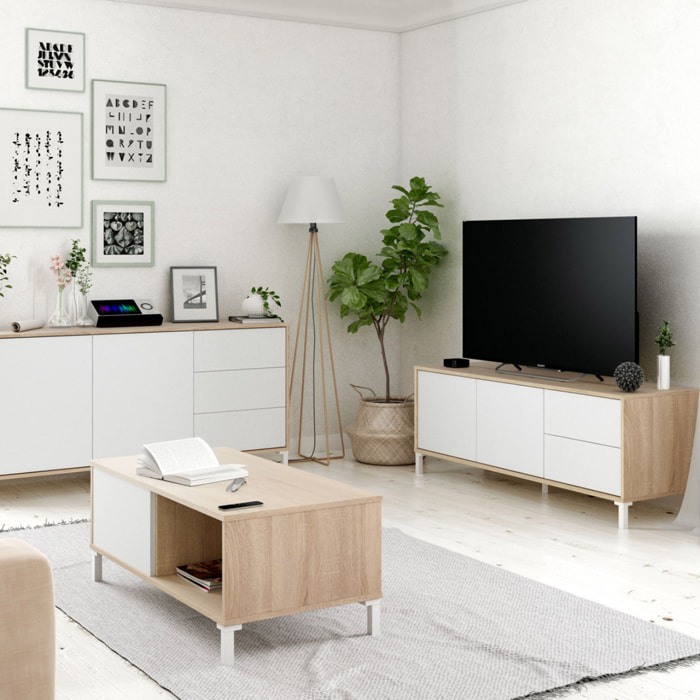 Mesa De Centro Auxiliar Urban Plus 40x100x50 Cm Roble Canadian / Blanco Artik