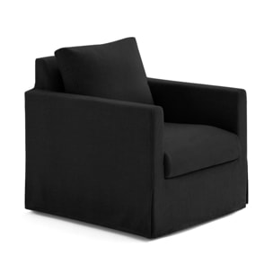 Serena - fauteuil déhoussable en velours - Noir