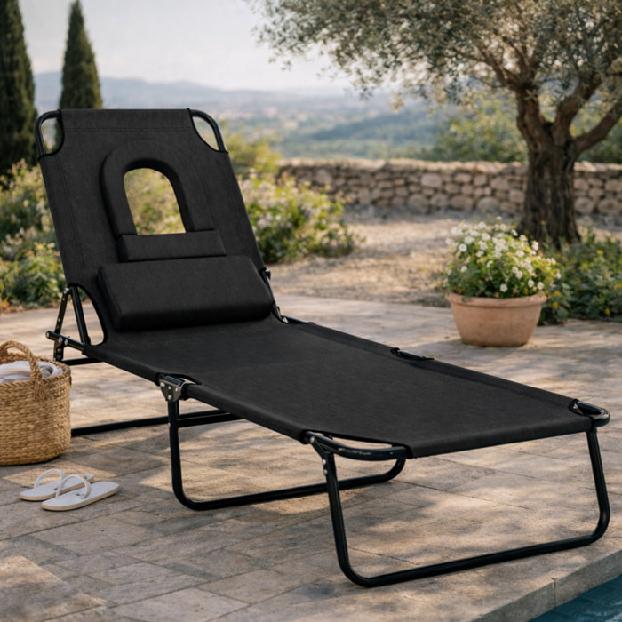 Bain de soleil pliable – Dossier 4 positions – Coussins inclus