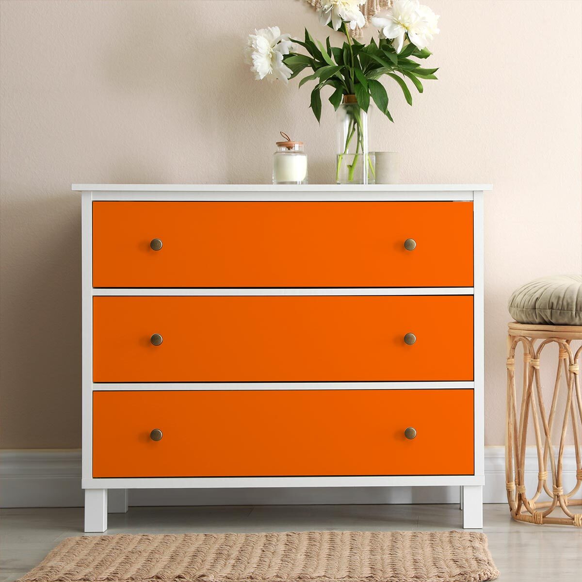 Rouleau adhésif décoratif Vinyle au Mètre - Orange - Sticker Lavable Imperméable Mur Cuisine Meubles