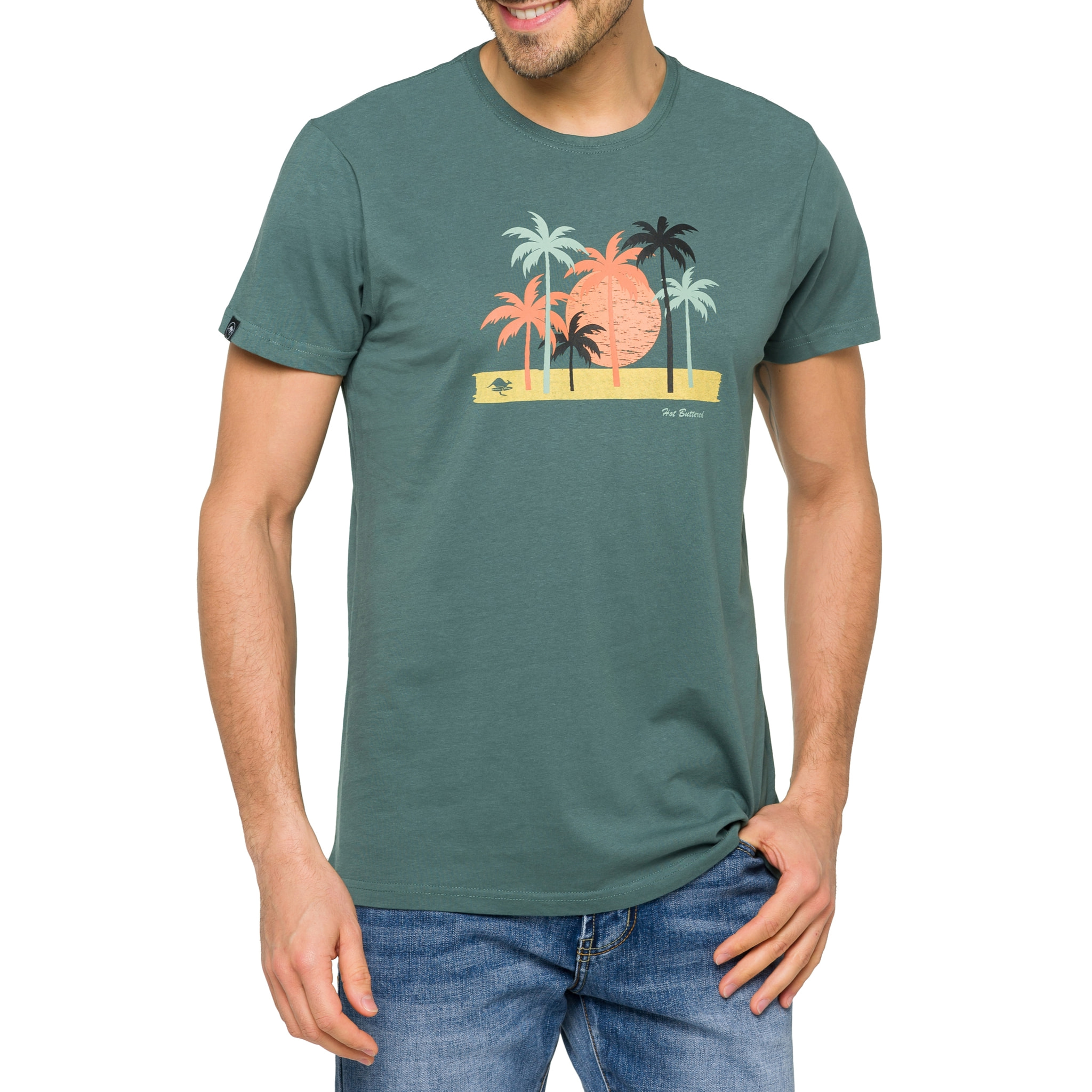 T-shirt in cotone 150 gr Hot Buttered Waigeo Verde Chiaro.