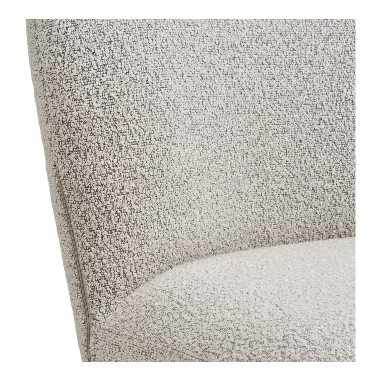 Lana - Sedia da pranzo girevole in bouclé sabbia con gambe grigie 50x63x91 cm