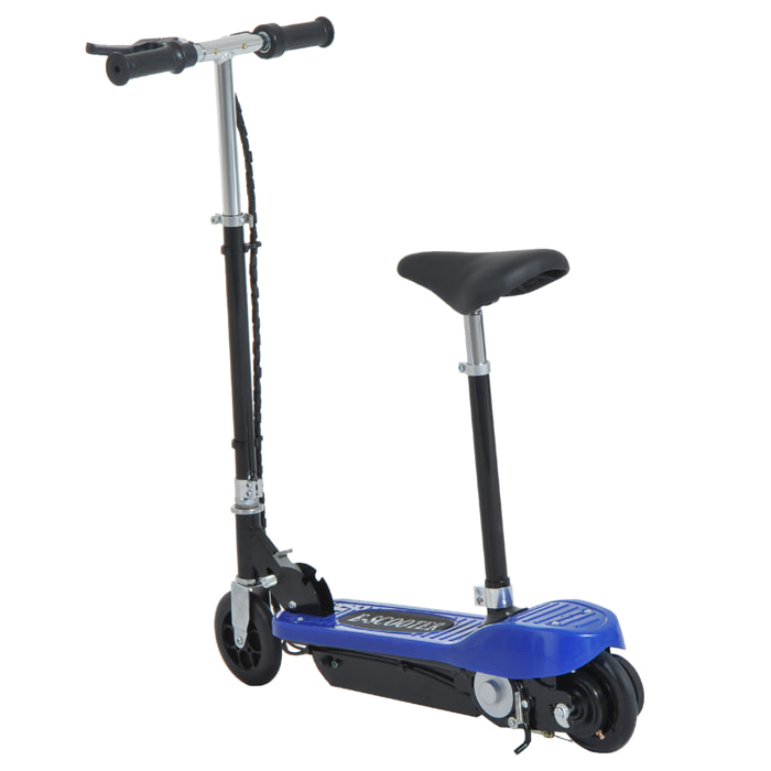 Trottinette électrique 120 W pliable pour enfant de 7 à 12 ans hauteur guidon et selle réglable 10 Km/h max. 2 roues PU bleu