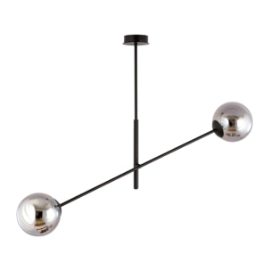 Lampada a sospensione Linear in acciaio nero e vetro grafite