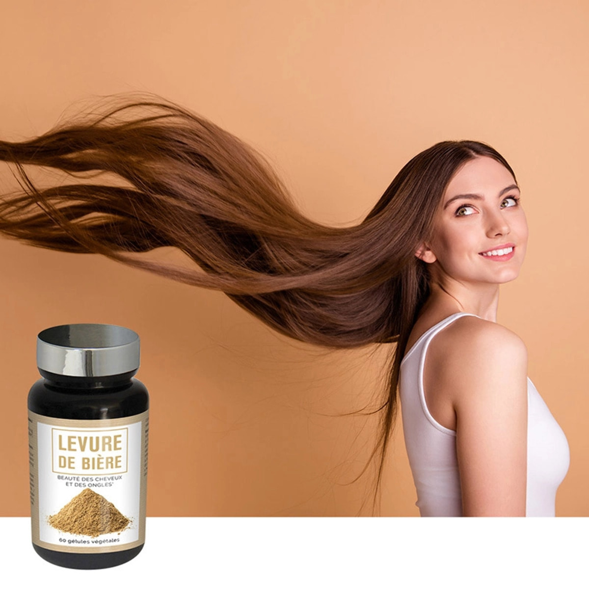 NUTRI EXPERT - Levure de bière - Beauté et santé des cheveux et des ongles - Concentré de nutriments - 60 gélules végétales - Cure 30 jours