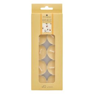 Lot de 10 bougies parfumées vanille 150g