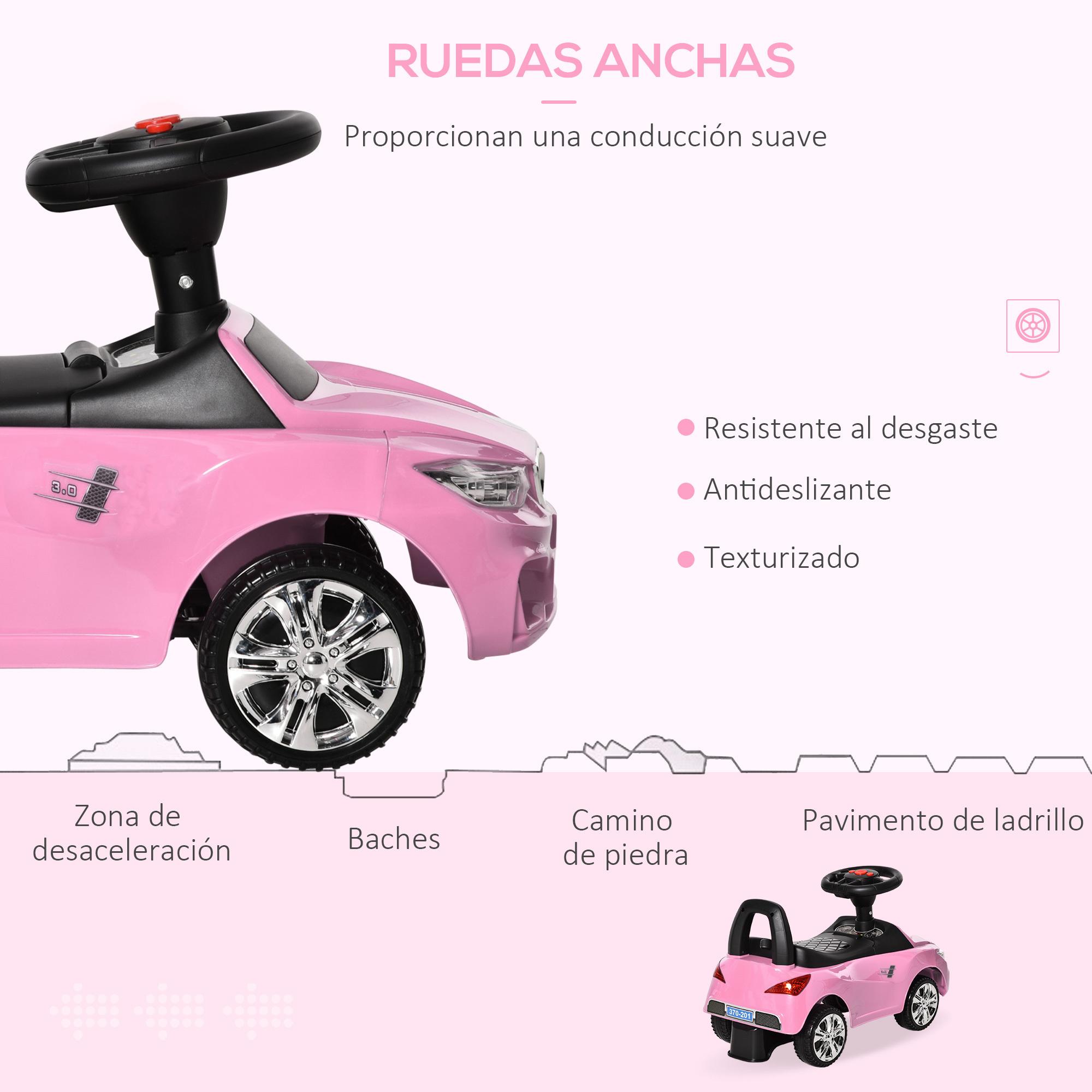 Coche Correpasillos para Niños 18-36 Meses con Faros Música 63,5x28x36 cm Rosa