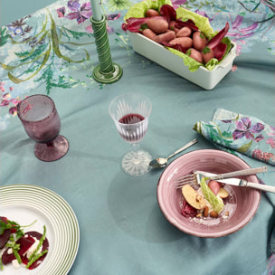 Nappe lin & coton lavé 150 g/m² imprimé bleu violet Ombres boisees givre