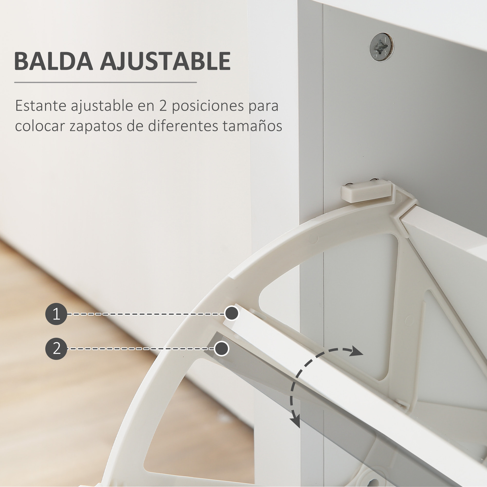 Mueble Zapatero de 2 Puertas Zapatero Estrecho para 16 Pares de Zapatos con Cajón Estante Abierto y Encimera de Vidrio para Pasillo Entrada 89x23x96 cm Blanco