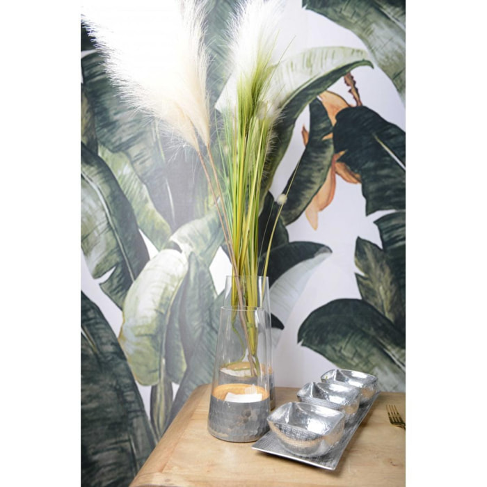 Vase conique transparent et argent h22cm