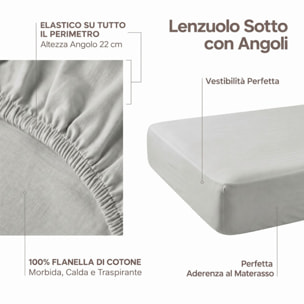 Lenzuolo sotto con angoli in flanella - Grigio