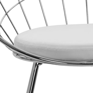 Lot de 2 chaises en métal chromé et coussin blanc ALEX