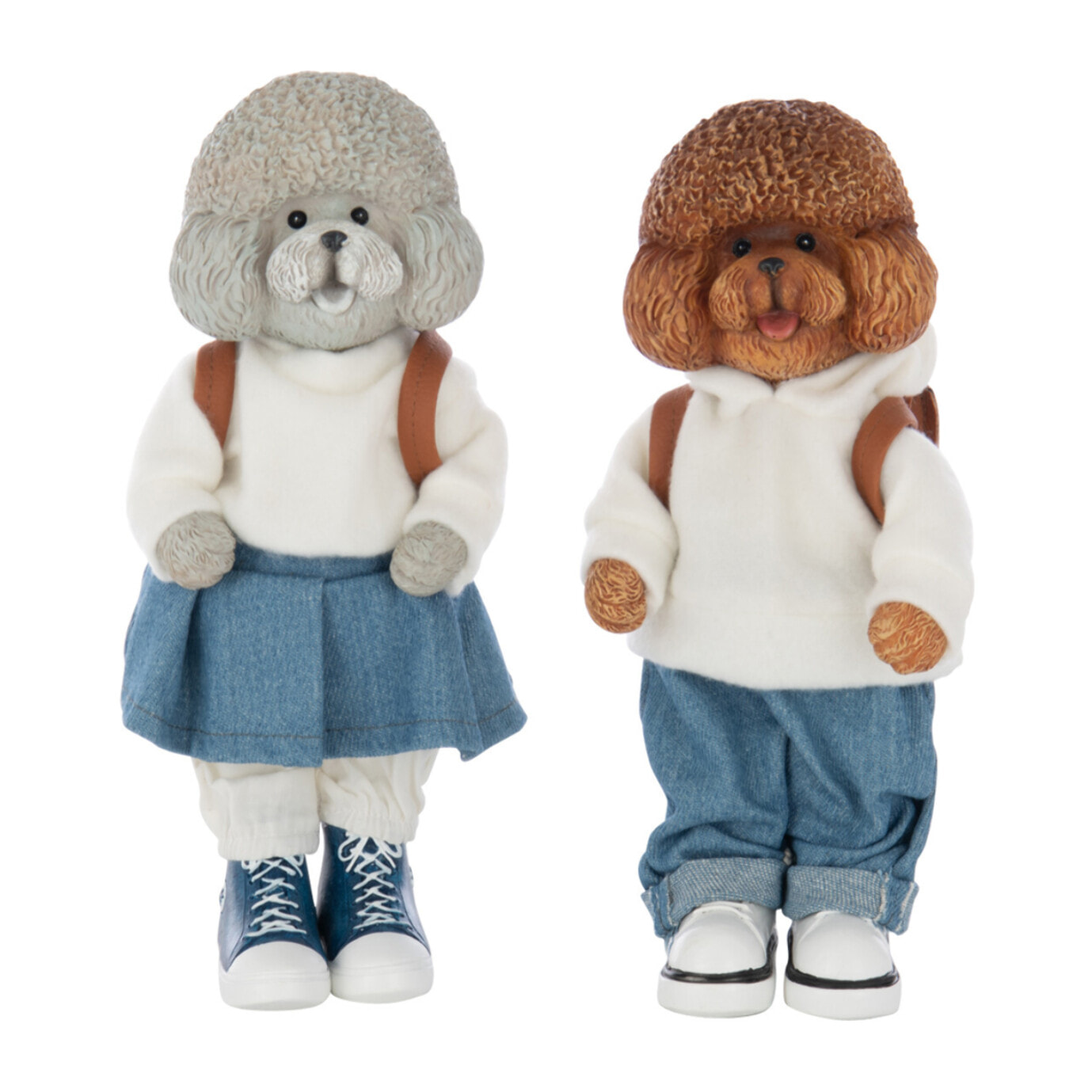 J-Line figurine Caniche Manteau + Sac - polyrésine - mix - small - 2 pièces