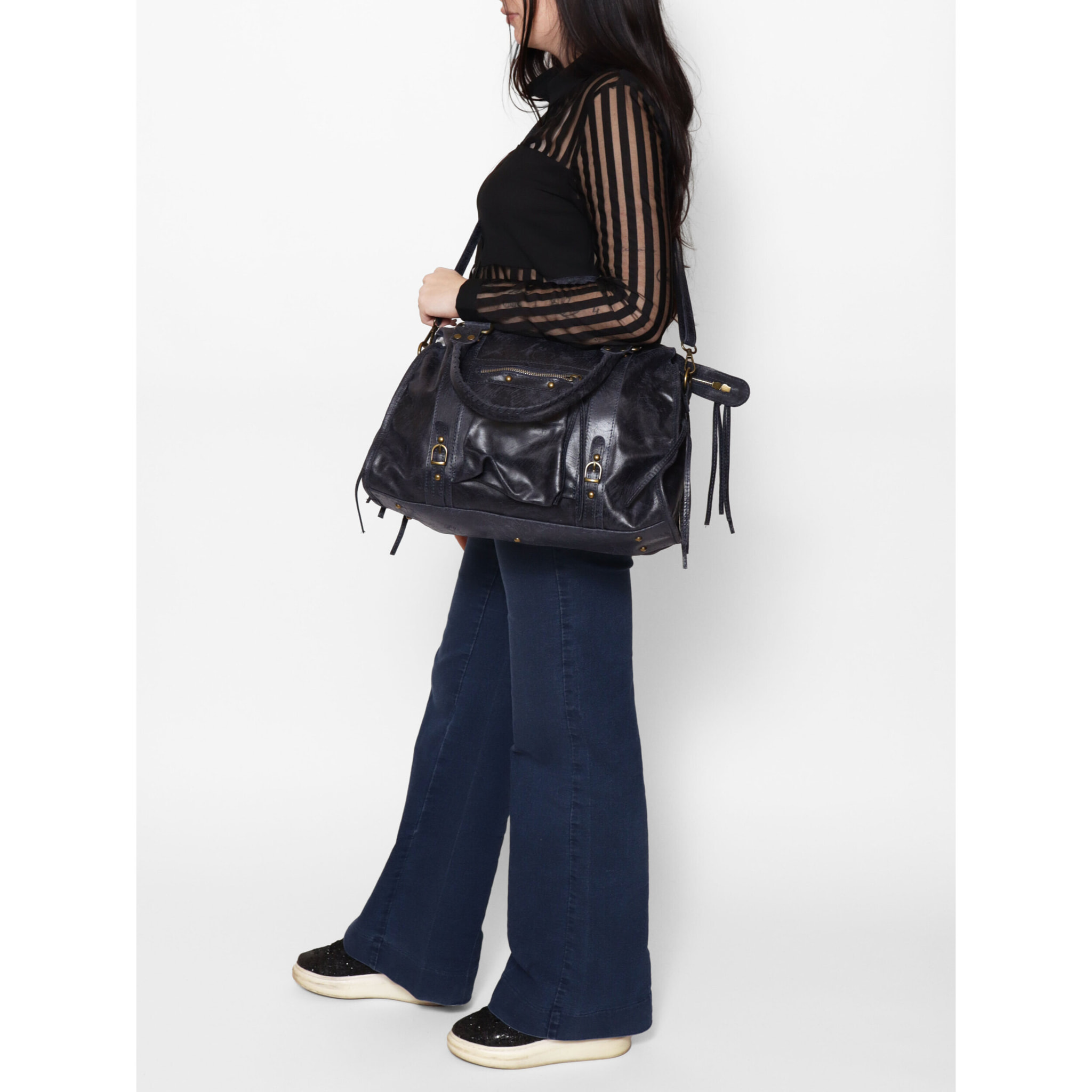 Borsa a spalla da donna - Modello Elara - Vera pelle - 41.0 x 28.0 x 13.0 cm