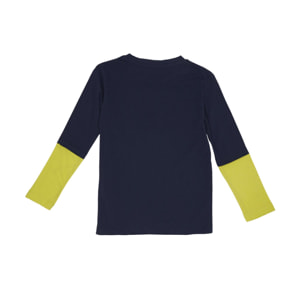 Camiseta infantil bicolor de manga larga con estampado Basic