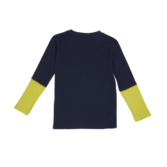 Camiseta infantil bicolor de manga larga con estampado Basic
