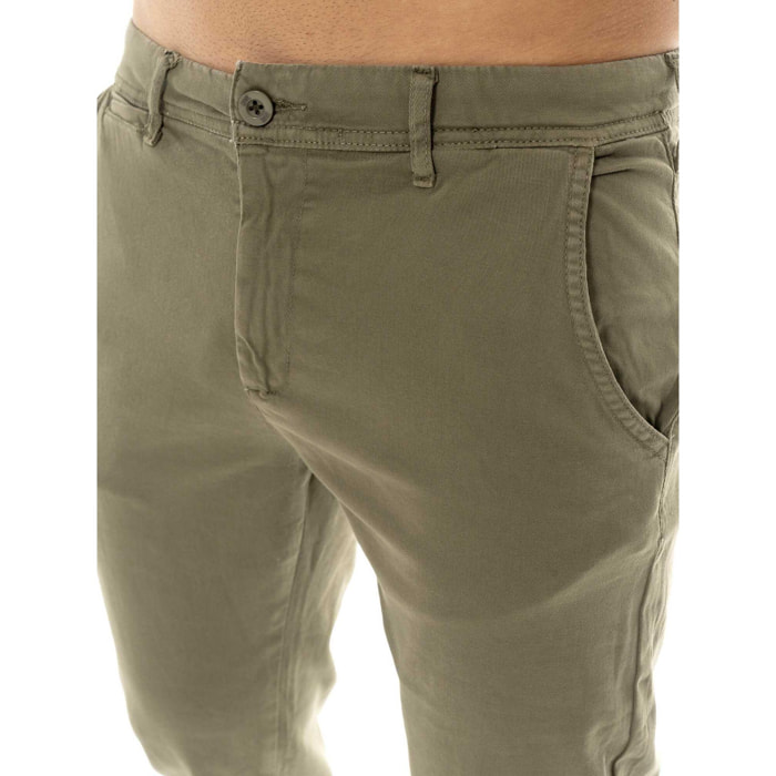 Pantalón chino de hombre Leone Easy de sarga con trabillas