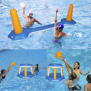 Gioco di pallavolo e pallacanestro gonfiabili, per piscine e all'aperto.