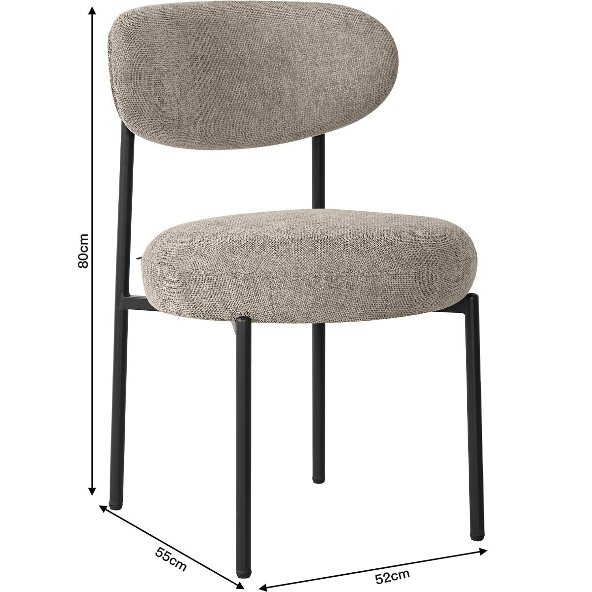 Lot de 2 chaises de salle à manger en tissu chenille - ORLA