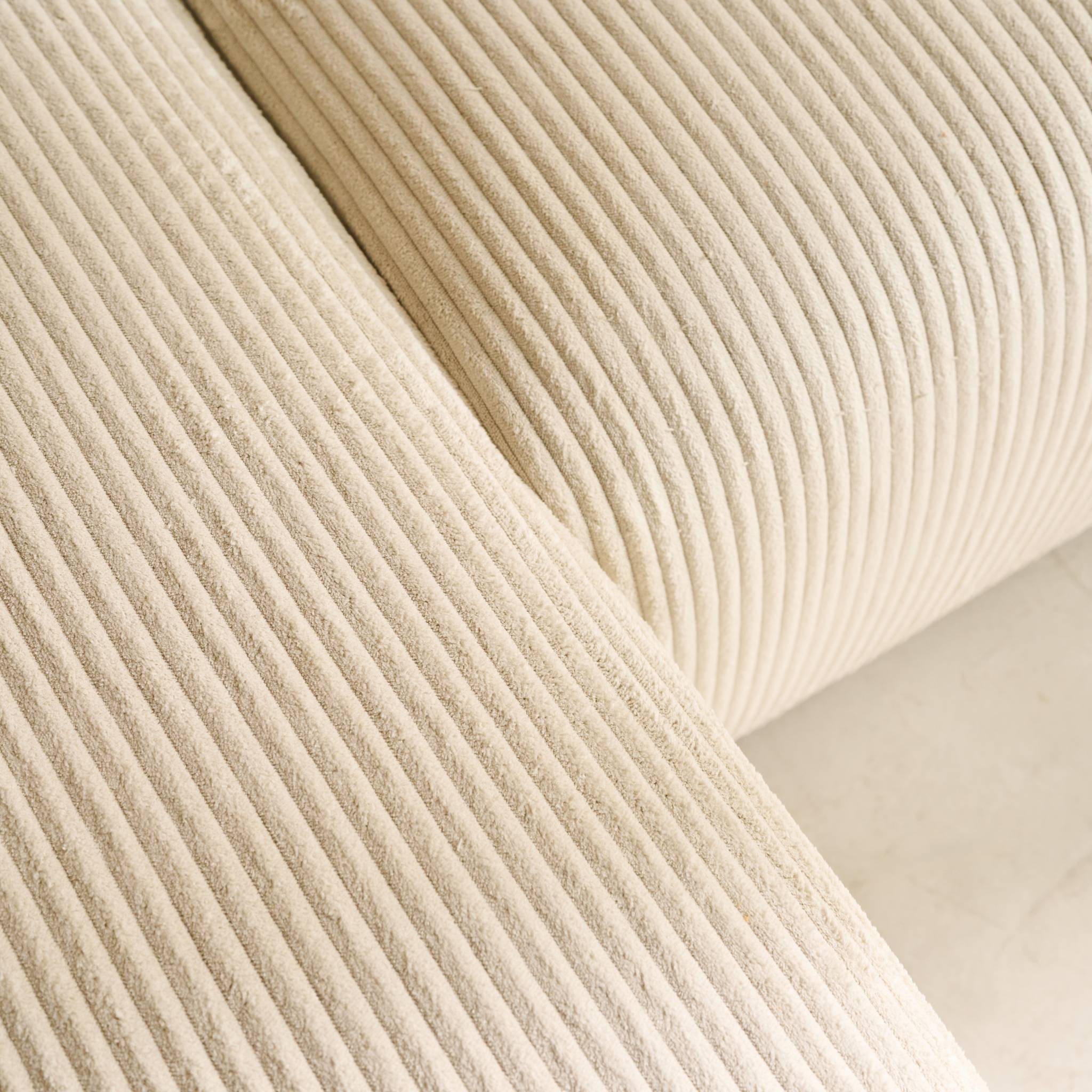 Canapé d'angle convertible réversible 3 places velours côtelé greige avec coffre de rangement - Almo