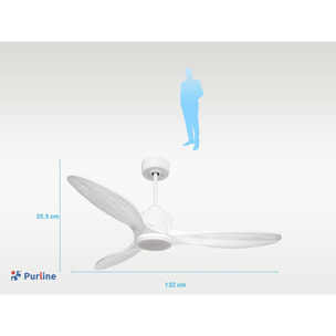 Ventilador de techo Modo Invierno/Verano Termostato Dimable Wifi Motor DC Techos Inclinados Mando a Distancia Luz tres tonos Hypersilence Memoria Vendible Shopify (AUTOMATICO) SantoriniD132C03LED64947 PURLINE