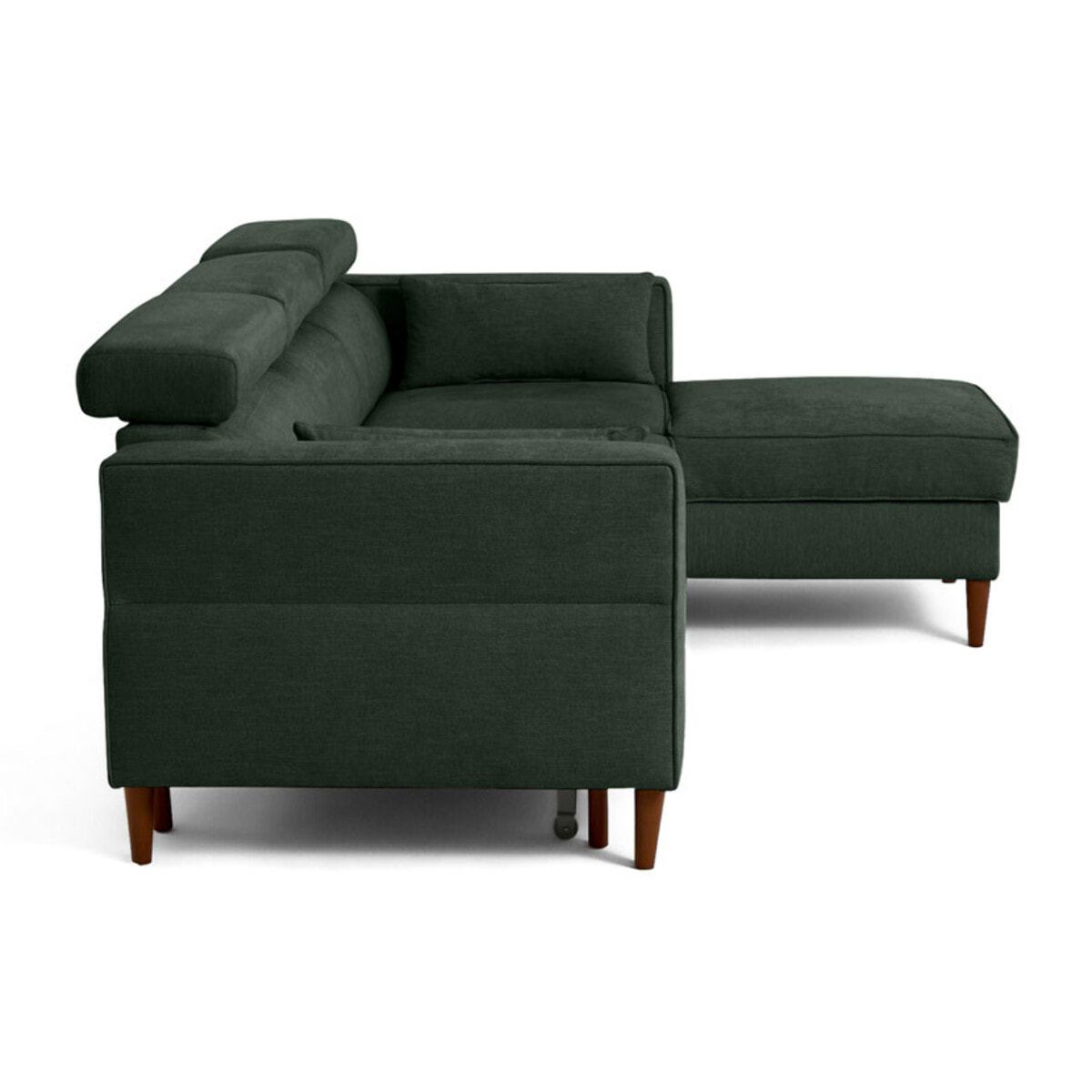 Alicante - canapé d'angle réversible convertible avec têtières - coffre - 4 places - en tissu texturé - Vert