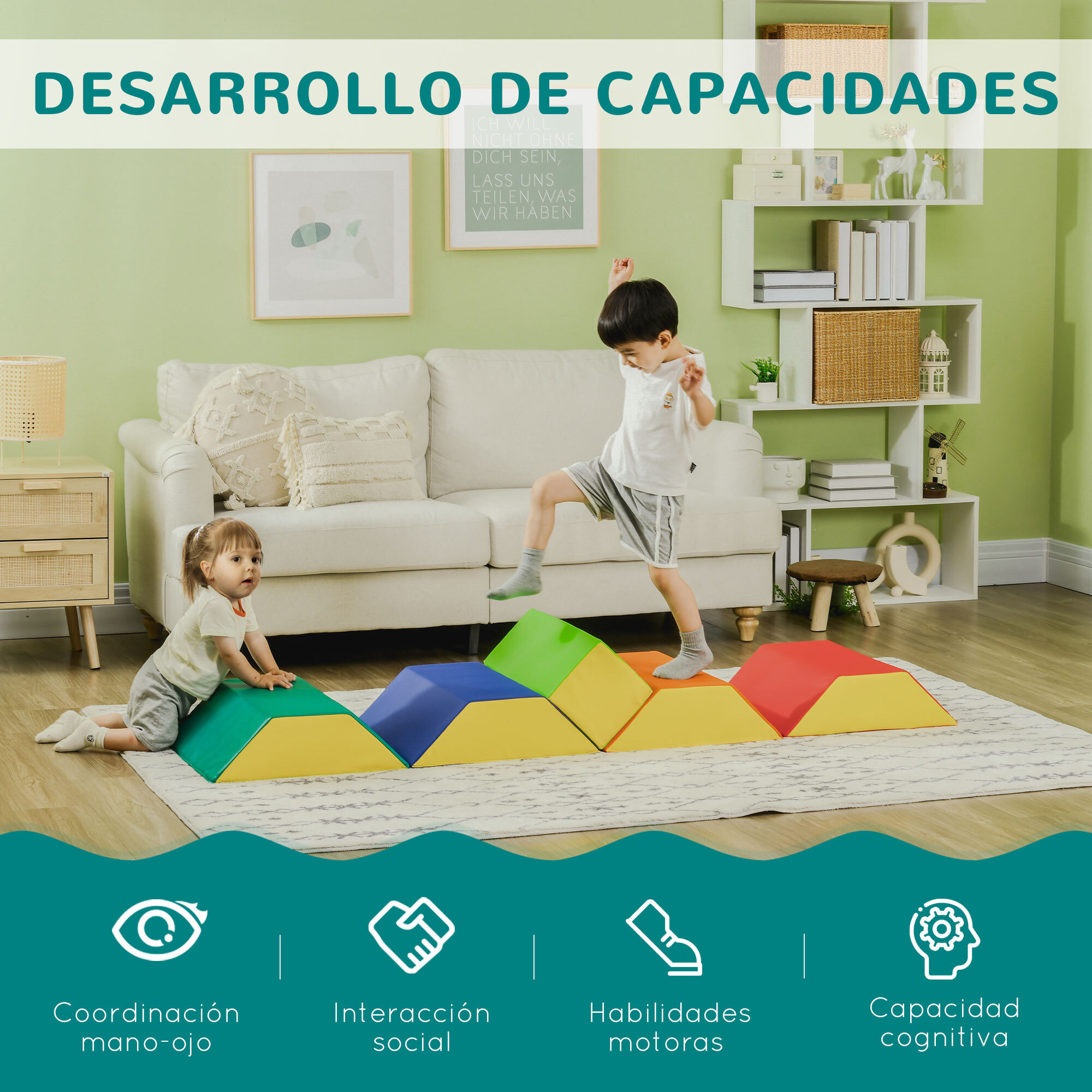 Juego de 5 Bloques de Espuma para Niños de 18-36 Meses para Escalar 48x19x48 cm