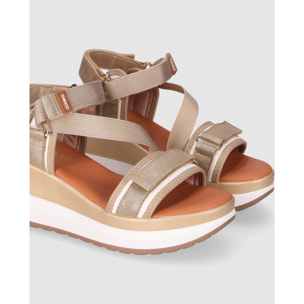 Sandalias de Tejido - Oro - Tacón: 7 cm