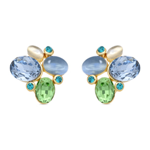 Pendientes de Ojo de Gato Azul acabado en oro amarillo 18k