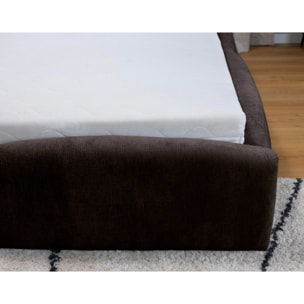Carla - lit coffre - 160x200 cm - en velours texturé - sommier inclus - Marron