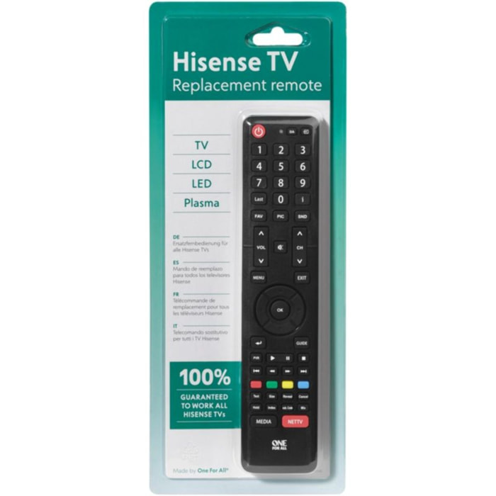 Télécommande ONE FOR ALL de remplacement TV Hisense