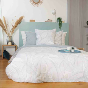 Parure housse de couette imprimé 100% coton - pampelune - bleu
