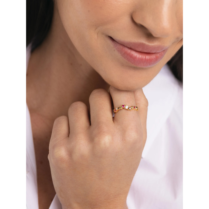 Anillo Estellar Colors Plata Baño Oro