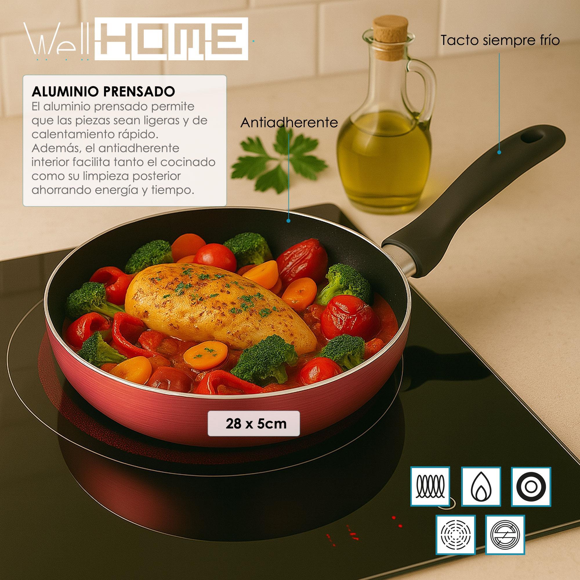 Sartén de Ø28x5cm en Aluminio prensado color Cobre metalizado