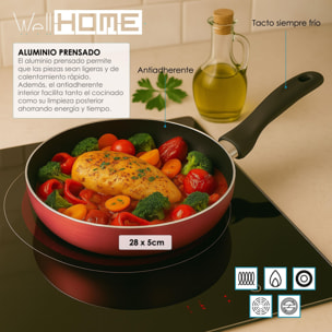 Sartén de Ø28x5cm en Aluminio prensado color Cobre metalizado