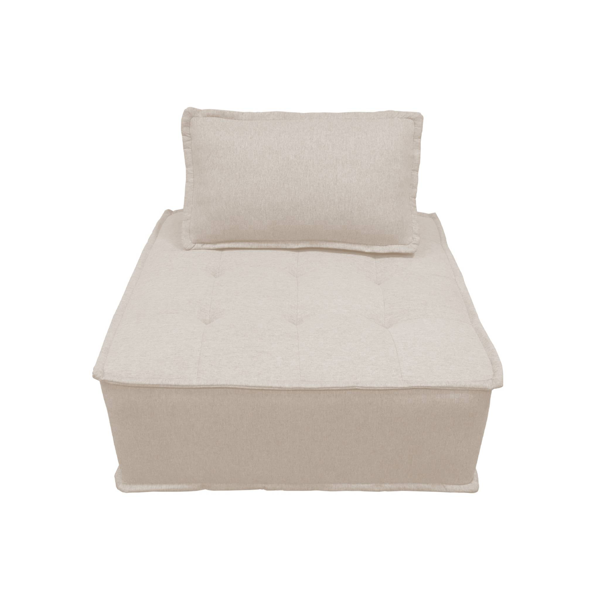 Chauffeuse pour canapé modulable tissu capitonné crème avec un coussin