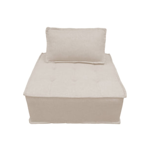 Chauffeuse pour canapé modulable tissu capitonné crème avec un coussin