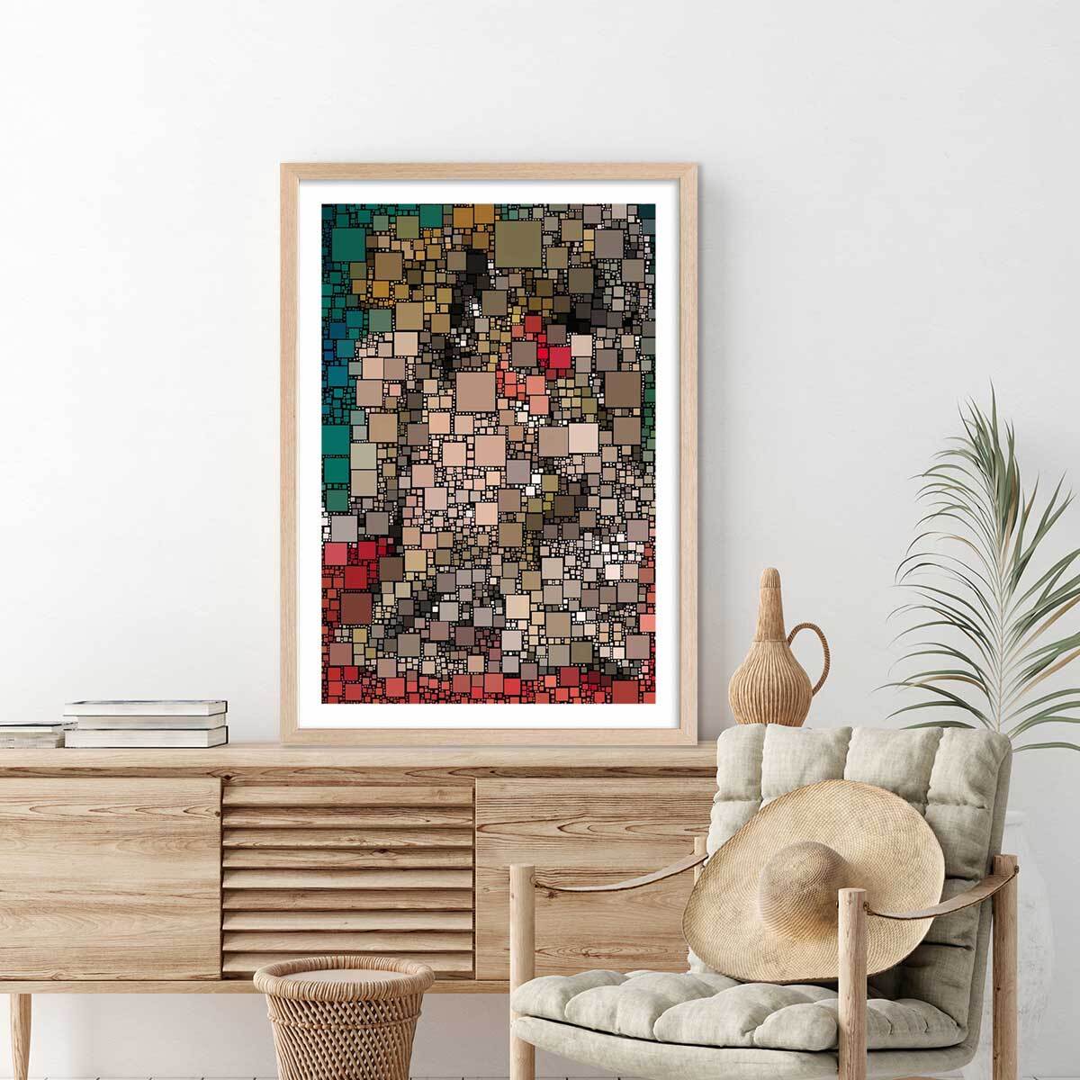 Affiche vitraux king's college Affiche + cadre en bois - Chêne