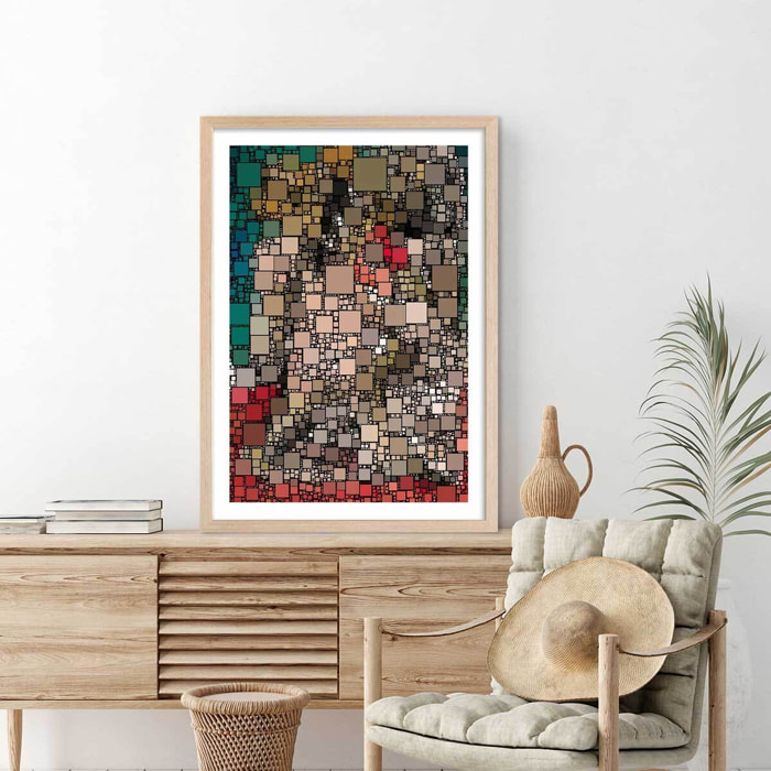 Affiche vitraux king's college Affiche + cadre en bois - Chêne