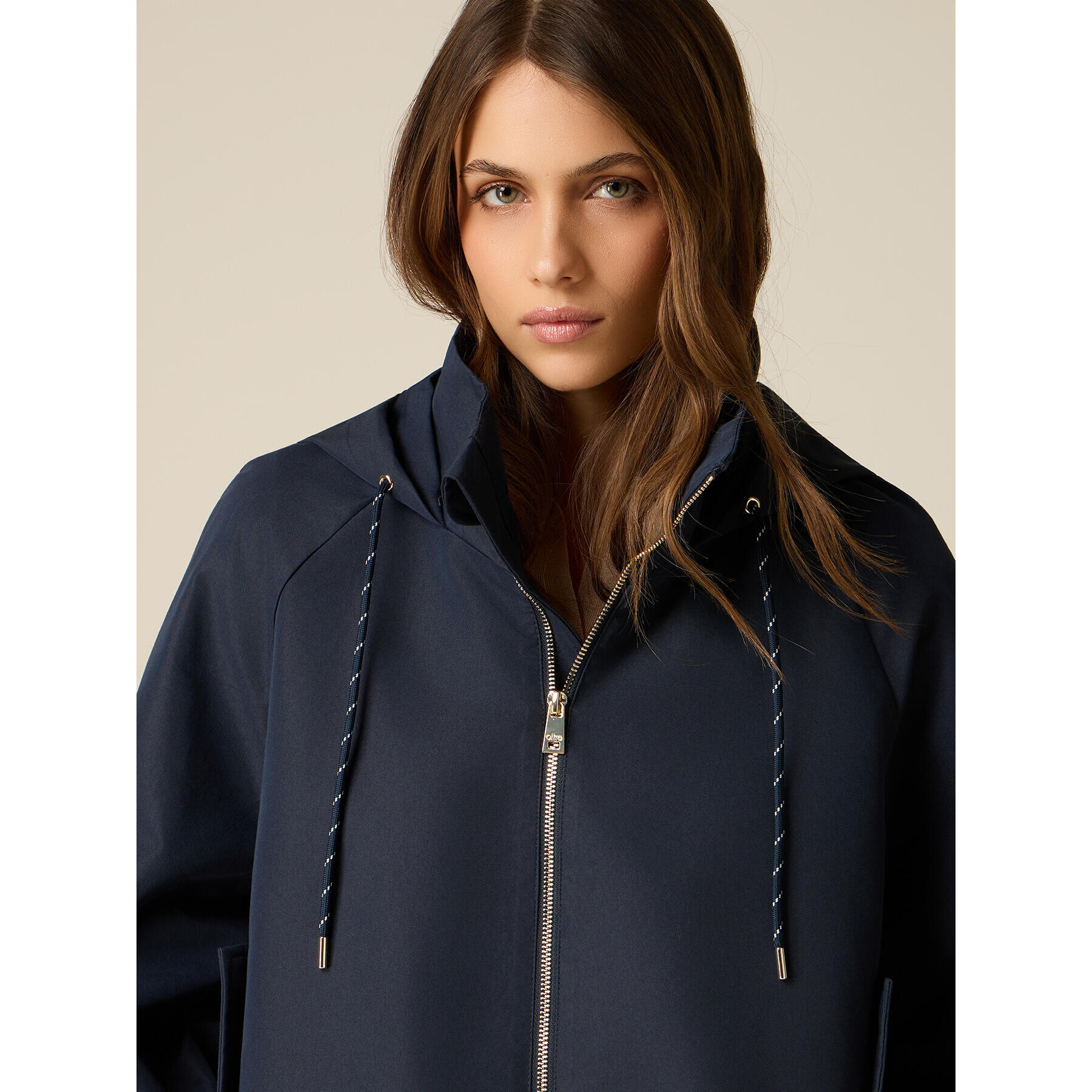 Oltre - Chaqueta parka de mezcla de algodón con capucha - Azul