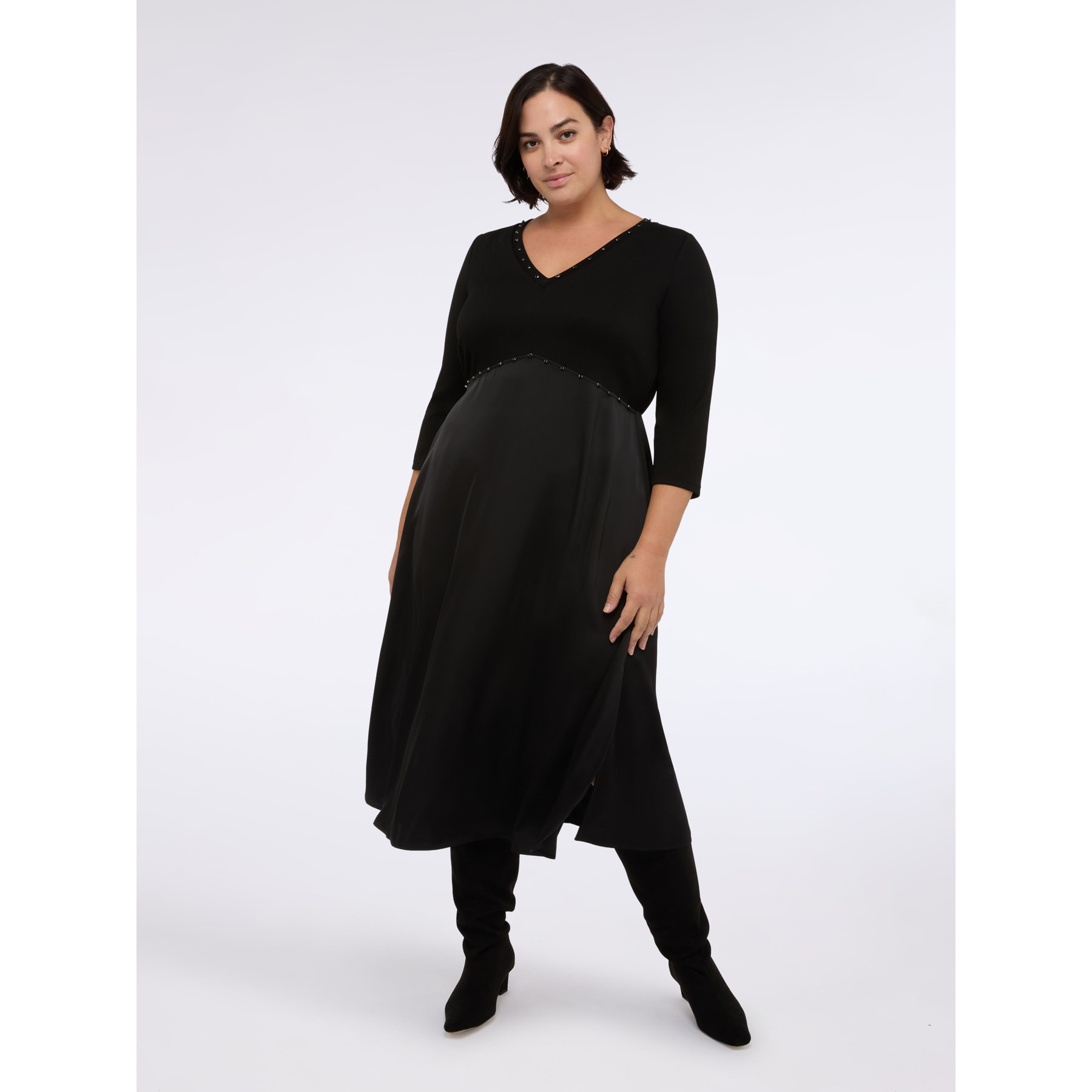 Fiorella Rubino - Vestito PRETTY ibrido con scollo a V - Nero