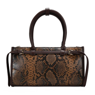 Bolso de mano serpiente con cinturón y hebillas
