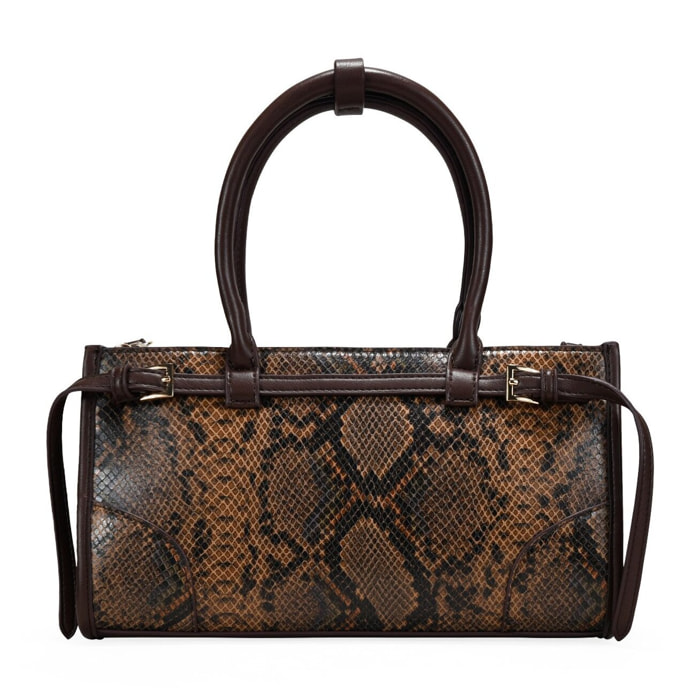 Bolso de mano serpiente con cinturón y hebillas
