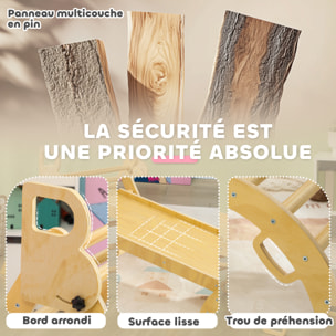 Ensemble d'escalade en bois 5 en 1 - triangle Pikler, arche, bascule, toboggan, rampe - panneaux bois pin