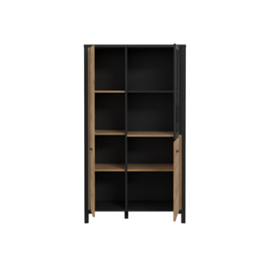 Vitrine 3 portes en bois effet chêne - MIAMI