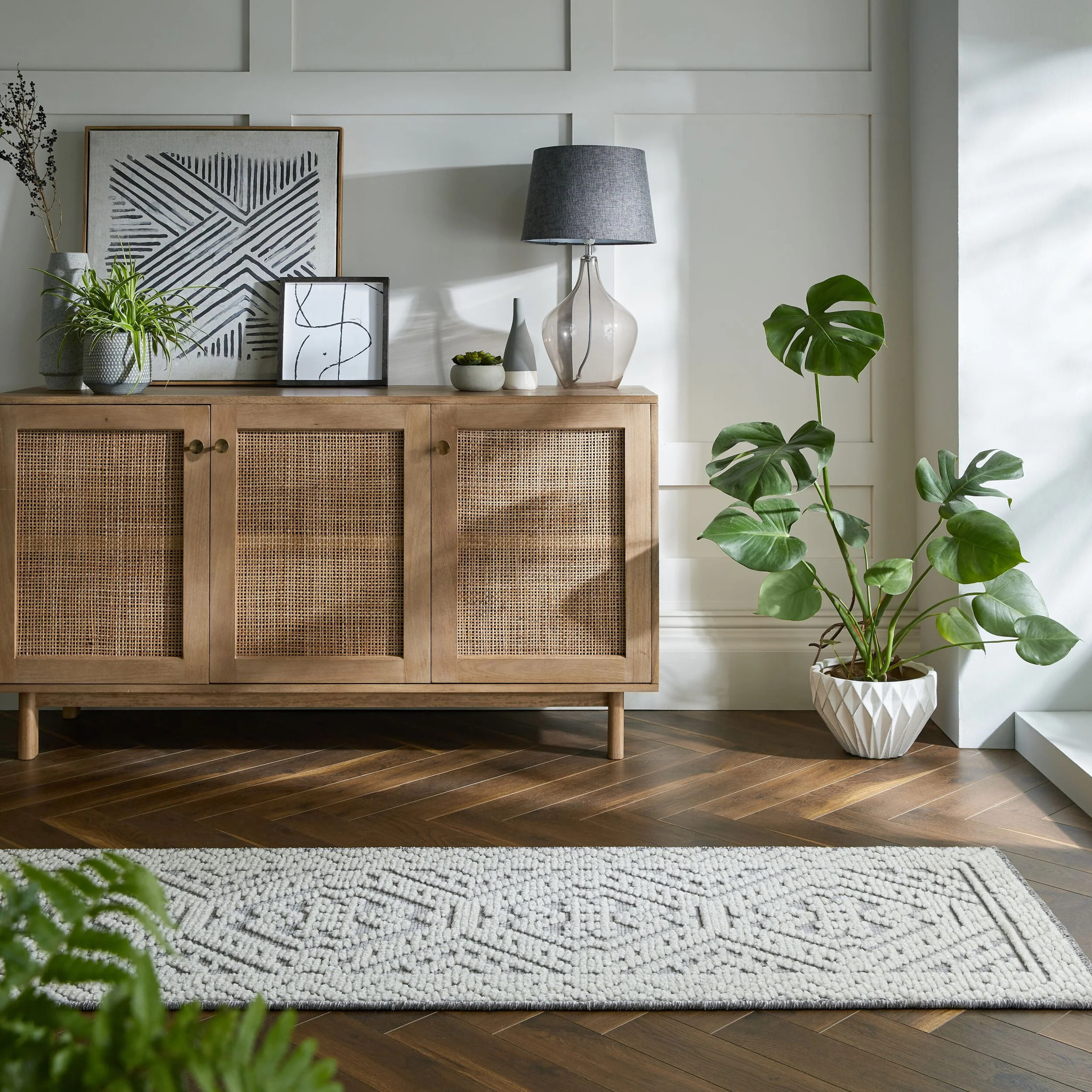 Tapis lavable de couloir JAIPUR Ivoire